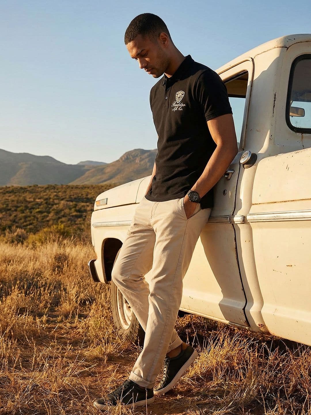 The Roadster Life Co. Brand Logo Embroidered Polo Collar T-shirt - view 1