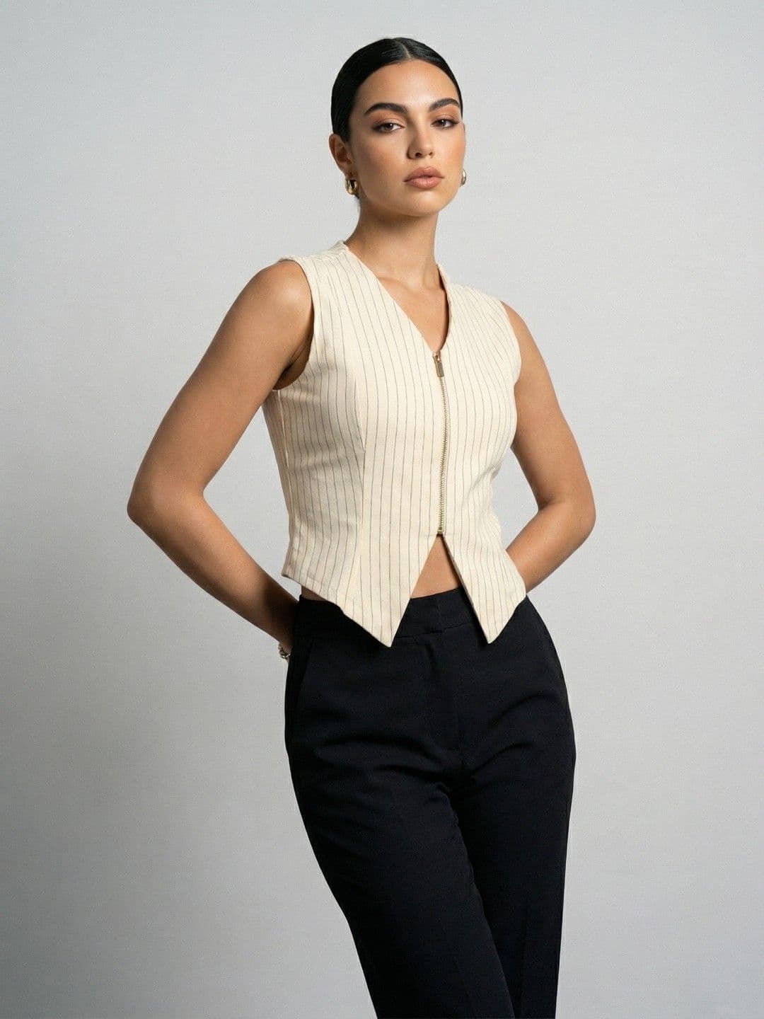 Phosphorus Striped V-Neck Waistcoat - view 1