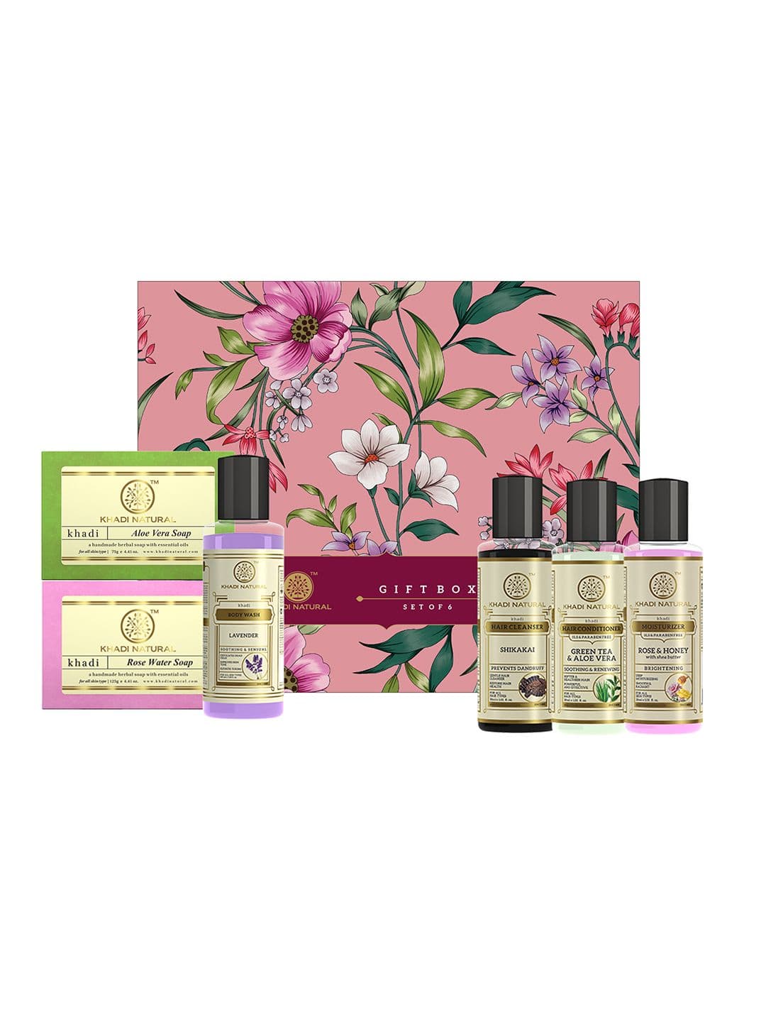 Khadi Natural Set of 6 Ayurvedic Gift Box - 400 ml + 150 g - view 1