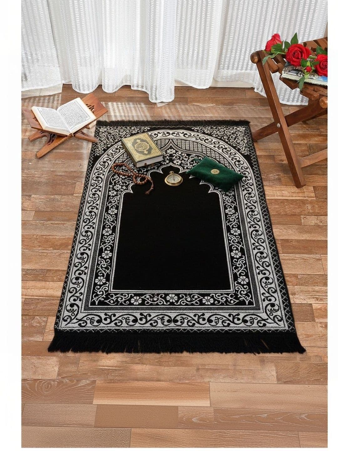 Hometara ZEBA Black Printed Prayer Mats - view 1