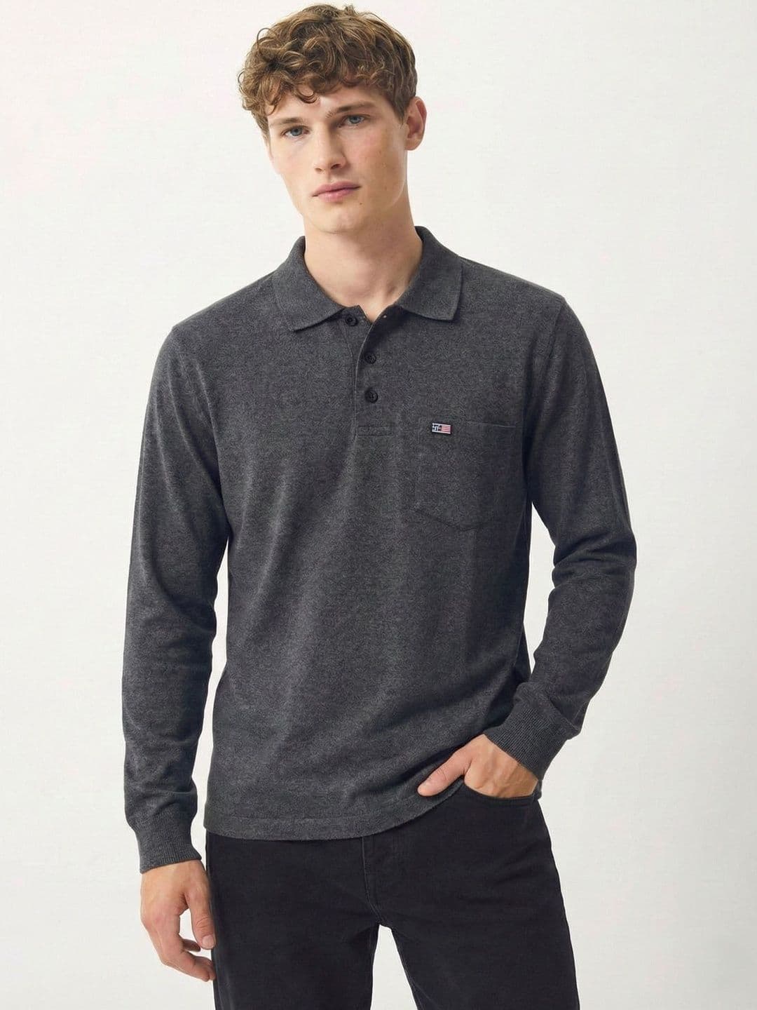 SANDPIPER Long Sleeves Polo Collar Cotton T-shirt - view 1