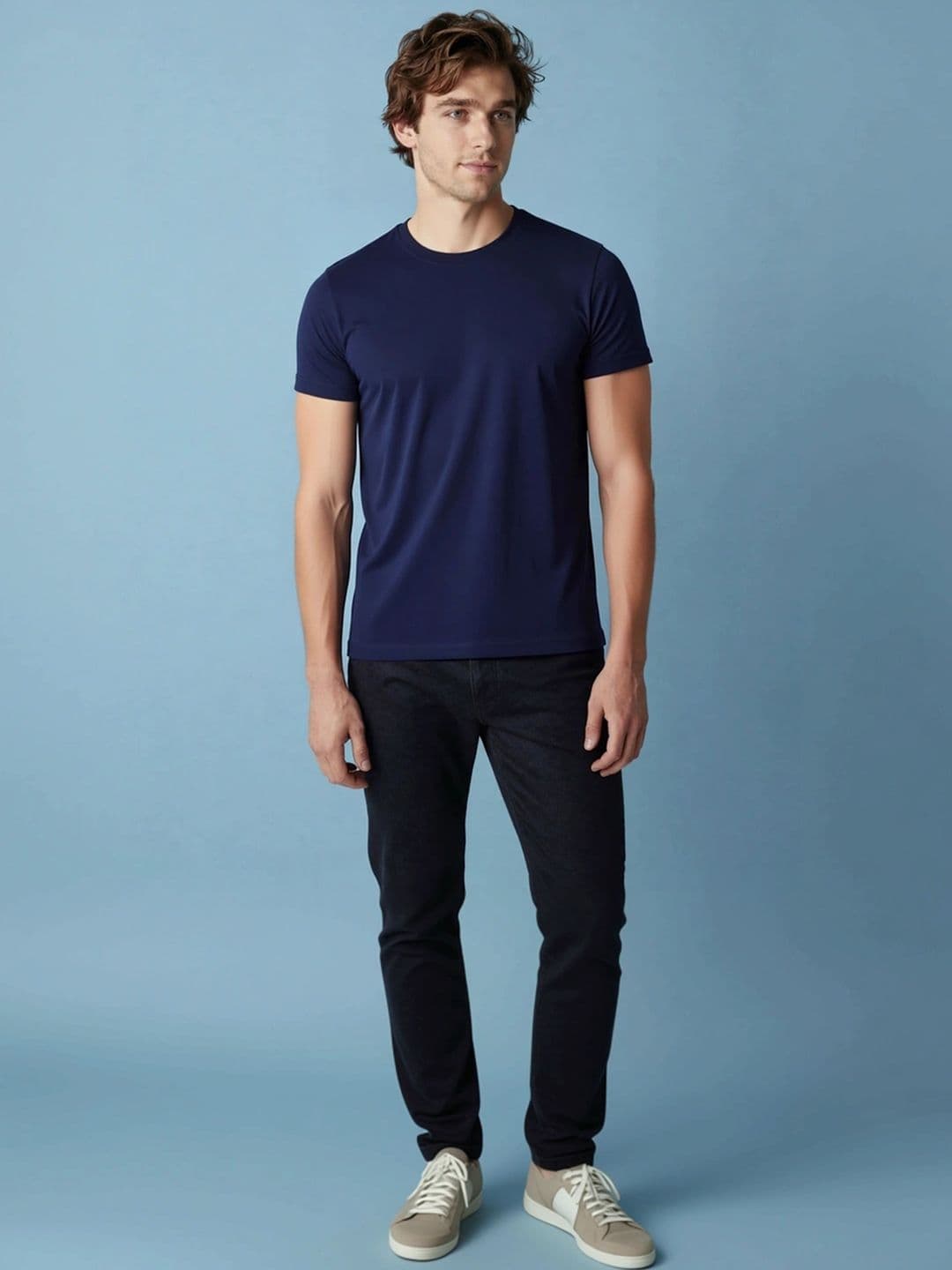 HERE&NOW Round Neck Short Sleeves Bio Finish Pure Cotton T-Shirt - view 1