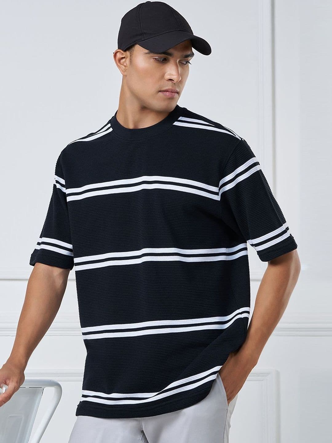 Peregrine by Pantaloons Men Striped T-shirt - view 1