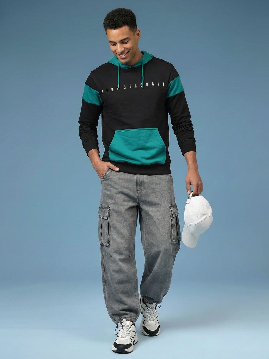 HERE&NOW Typography Printed Pure Cotton Hooded Sweatshirt - view 1