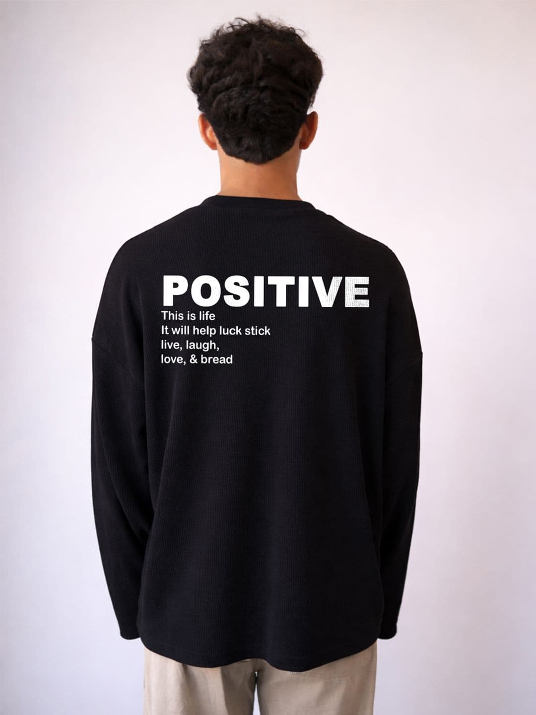 BDSQUARE Typography Self Design Drop-Shoulder Sleeves Pure Cotton Oversized T-shirt - view 1