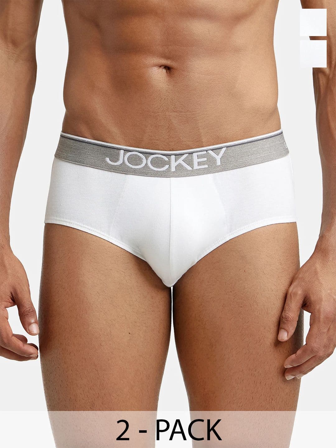 Jockey MODERN CLASSIC Men Pack of 2 White Briefs 8037 - view 1
