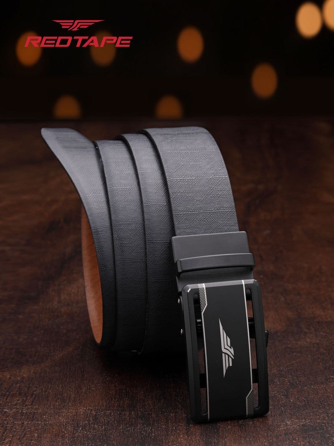 Red Tape Men Blue & Tan Textured Reversible Autolock Belt - view 1