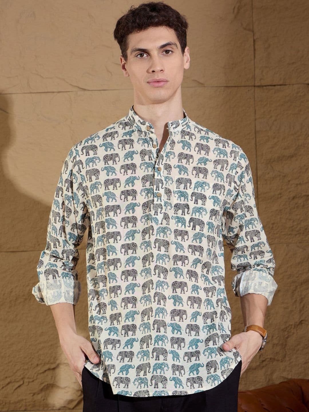 Deelmo Men Floral Printed Kurta - view 1