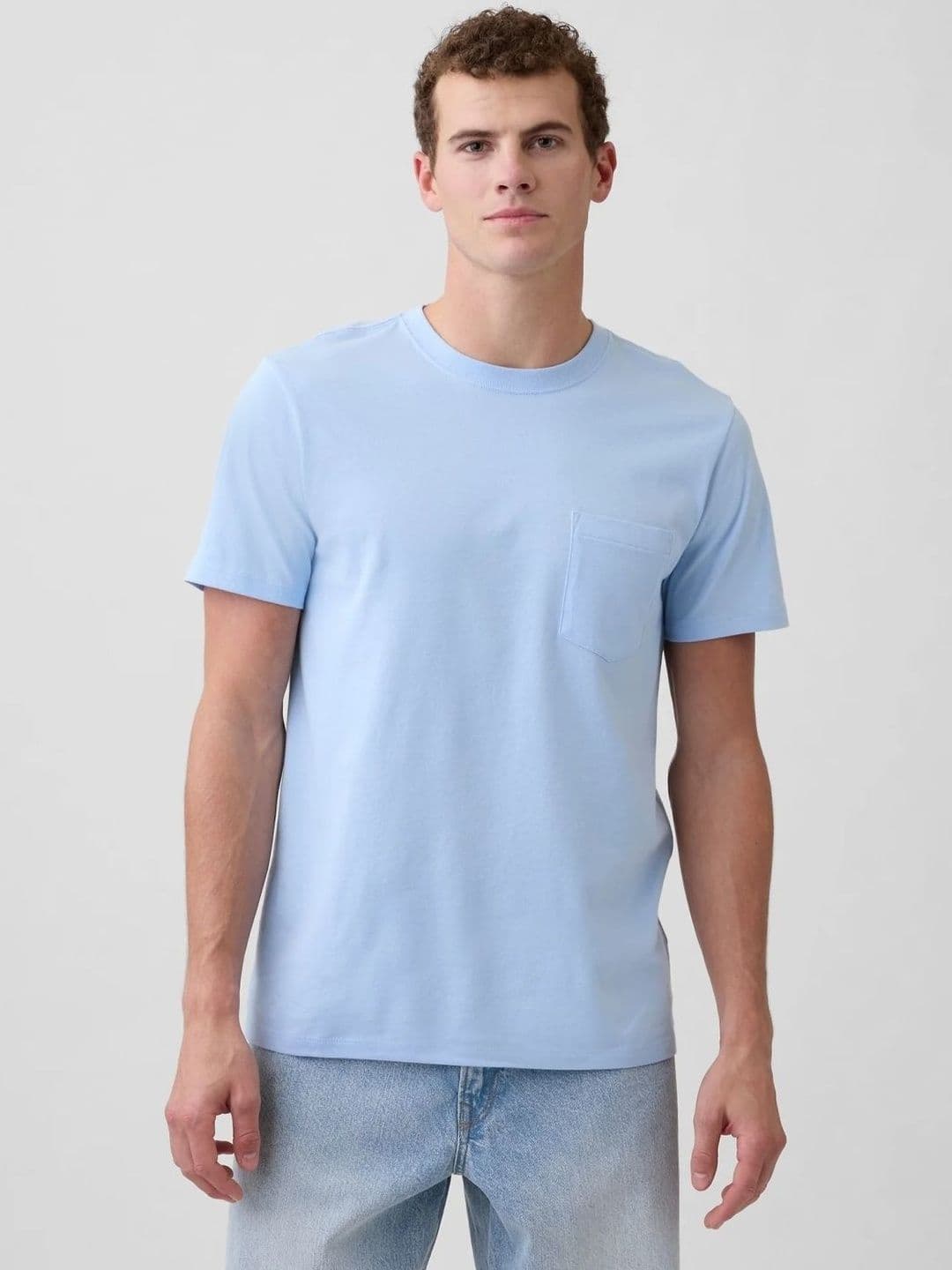 GAP Half Sleeve Crew Neck Light Blue T-shirt - view 1