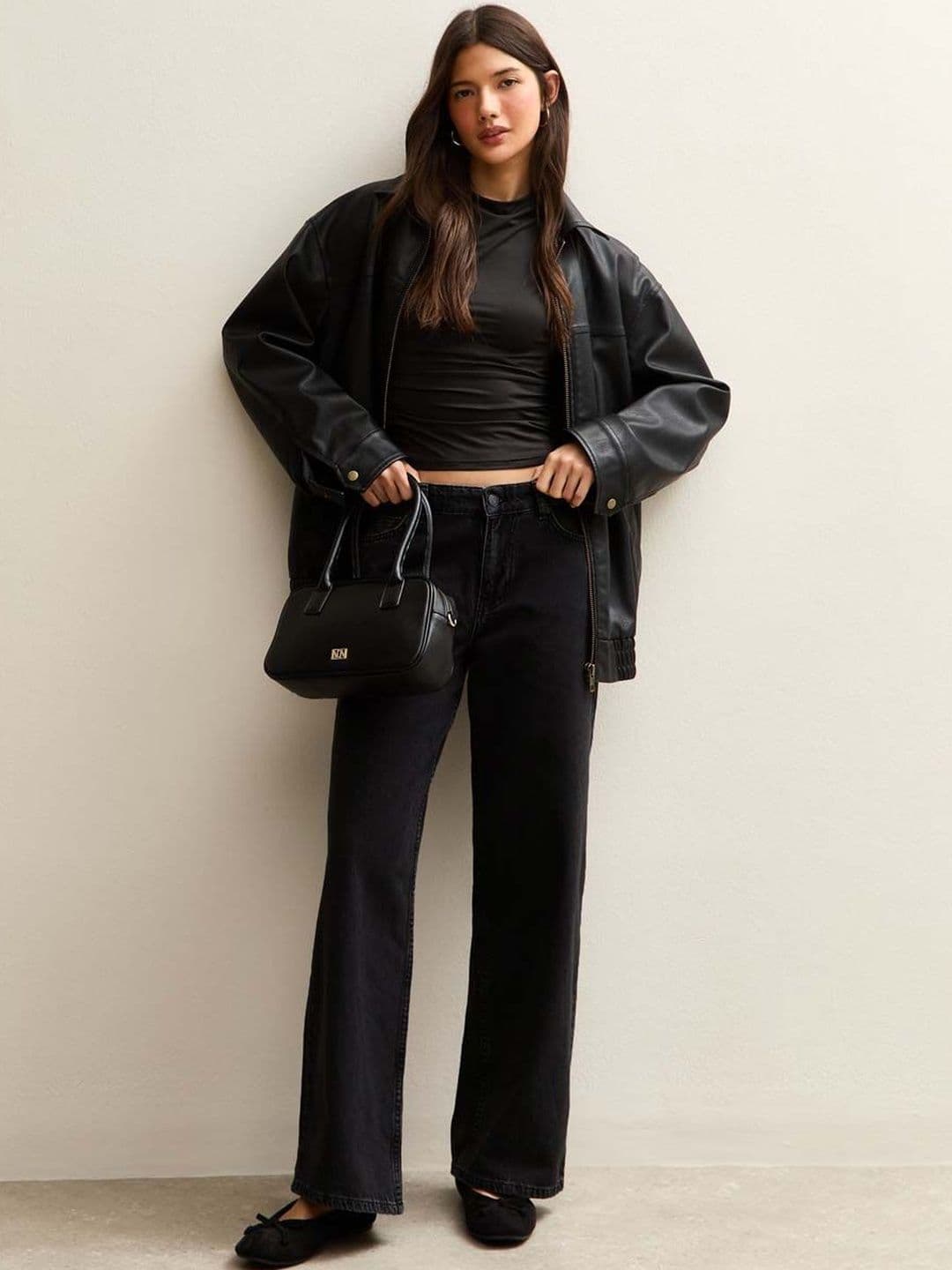 Stylecast X Kotty Women Classic Style Wide Leg Cotton Denim Jeans - view 1