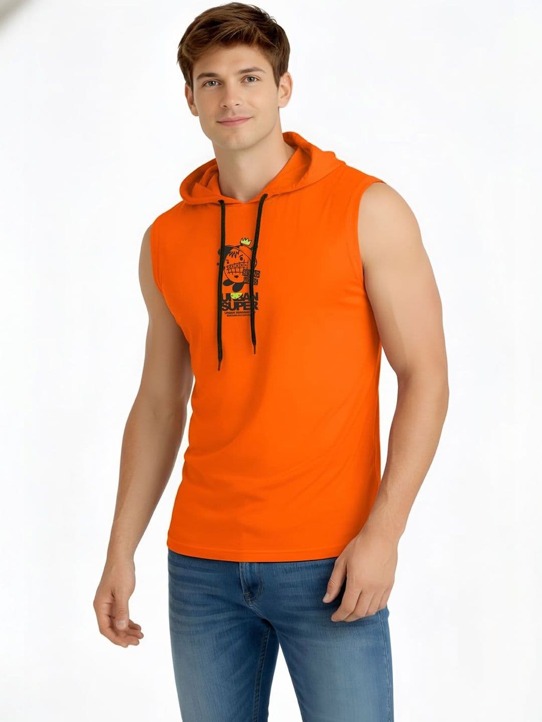 SLOWLORIS Men Typography Printed Hooded T-shirt - view 1