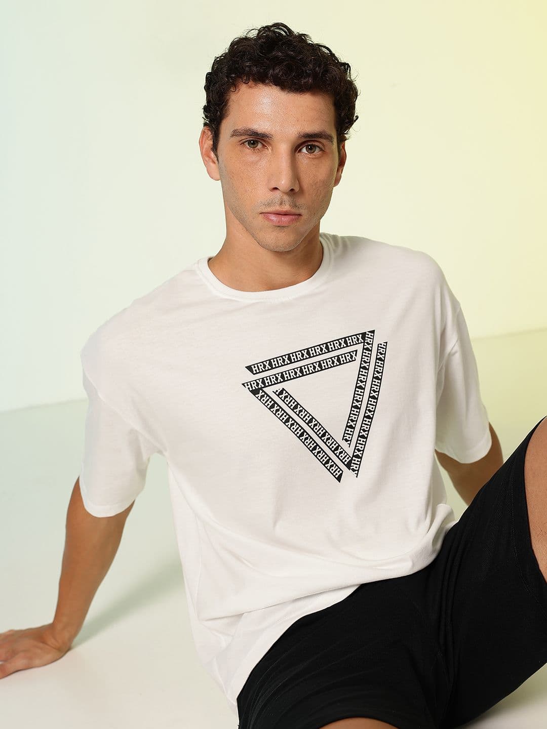 HRX by Hrithik Roshan Brand Logo Printed Drop-Shoulder Sleeves Pure Cotton T-shirt - view 1