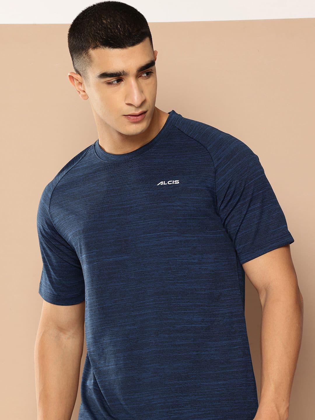 Alcis Raglan Sleeves Melange Effect Dry Tech Slim Fit T-shirt - view 1
