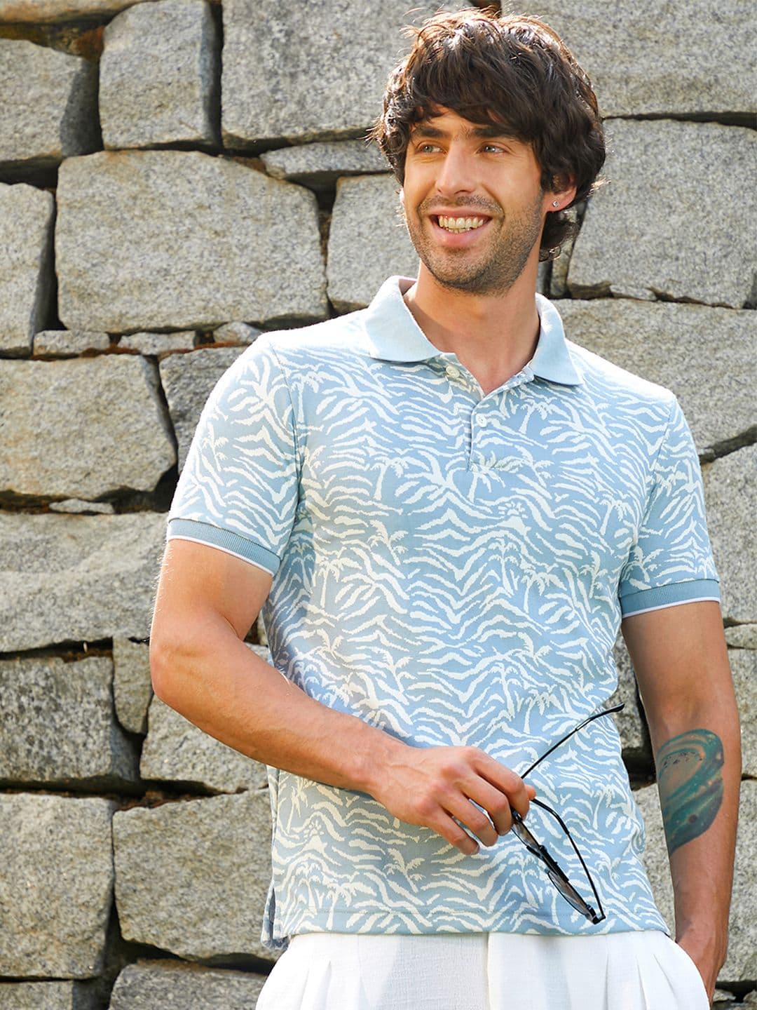 CAHOOT Men Printed Polo Collar Tropical T-shirt - view 1