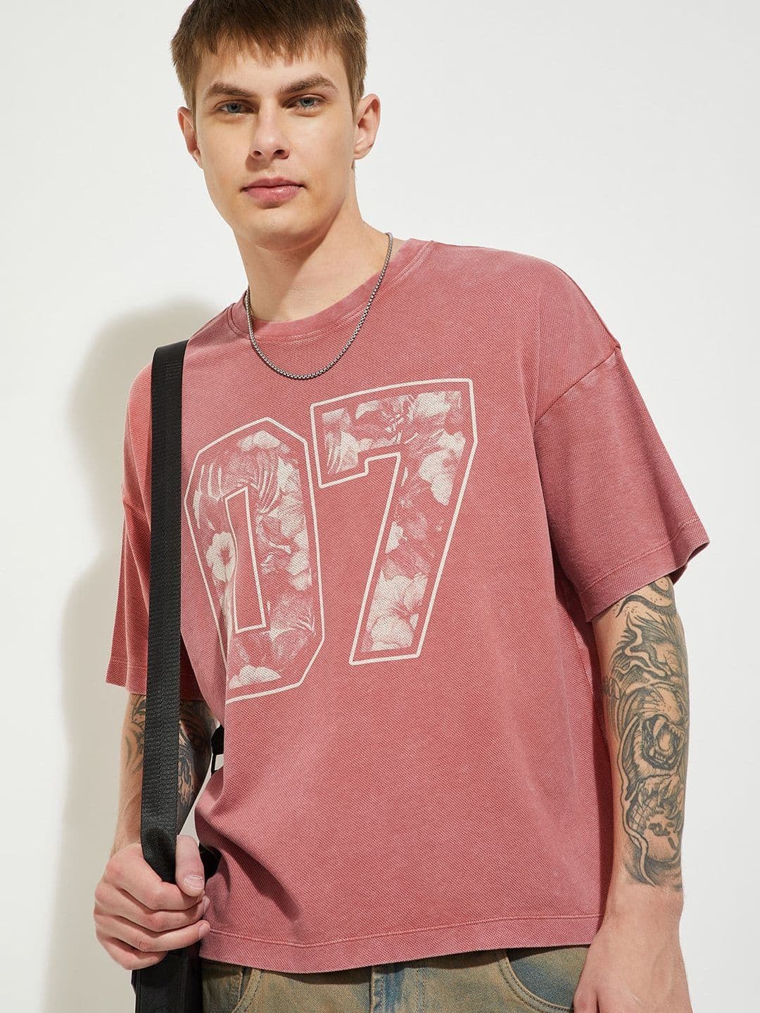max Men Floral Printed Drop-Shoulder Sleeves T-shirt - view 1