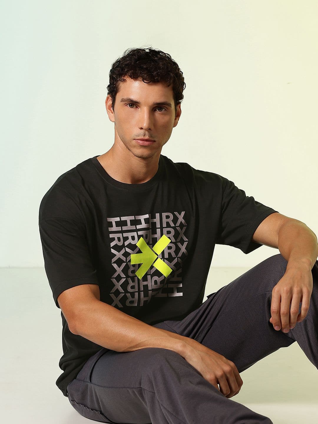 HRX by Hrithik Roshan Brand Logo Printed Oversized Pure Cotton T-shirt - view 1