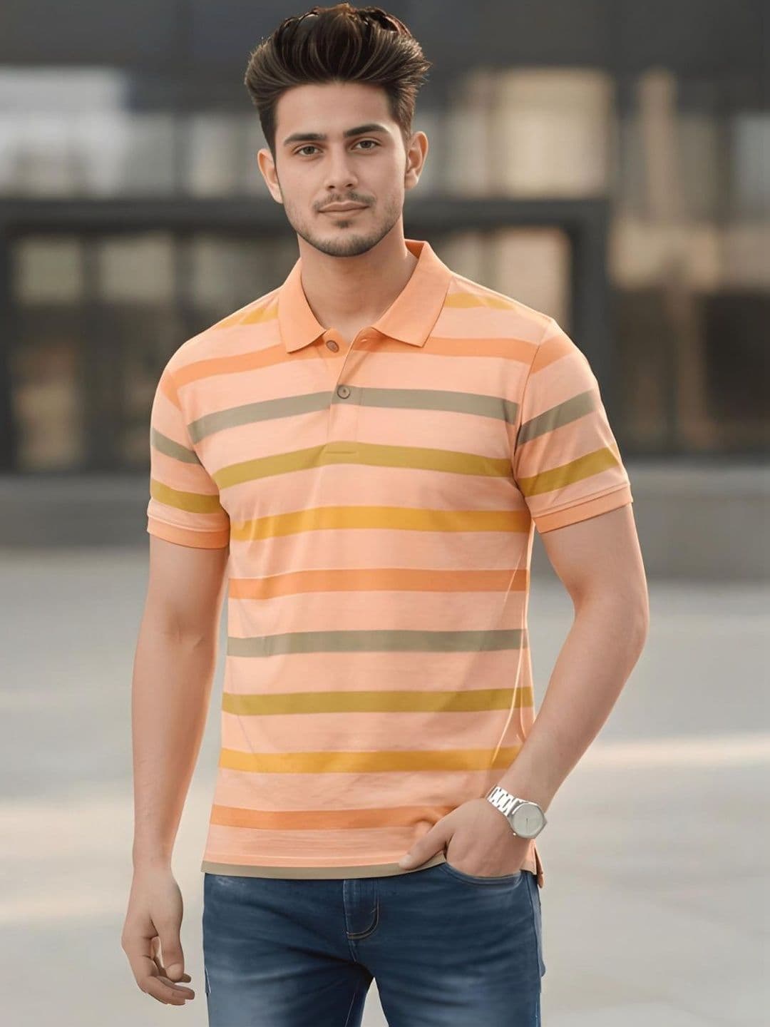 Kryptic Men Overdyed Pure Cotton Printed Polo Collar T-shirt - view 1