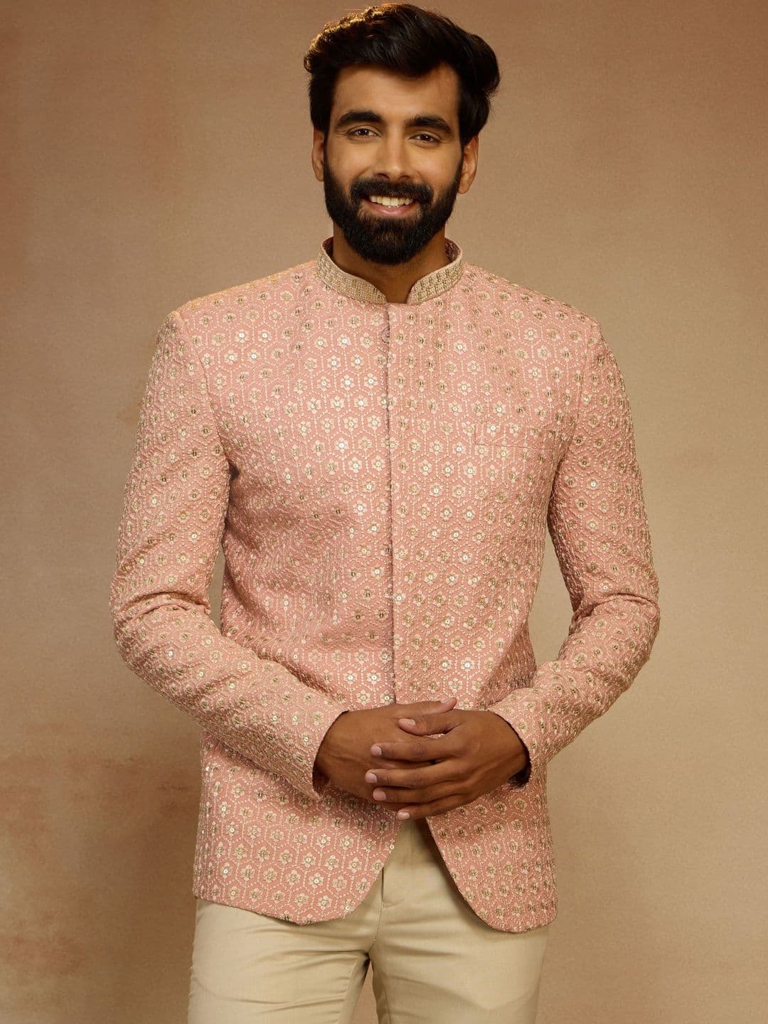 VASTRAMAY Men Embroidered Slim Fit Mandarin Collar Jodhpuri Blazers - view 1