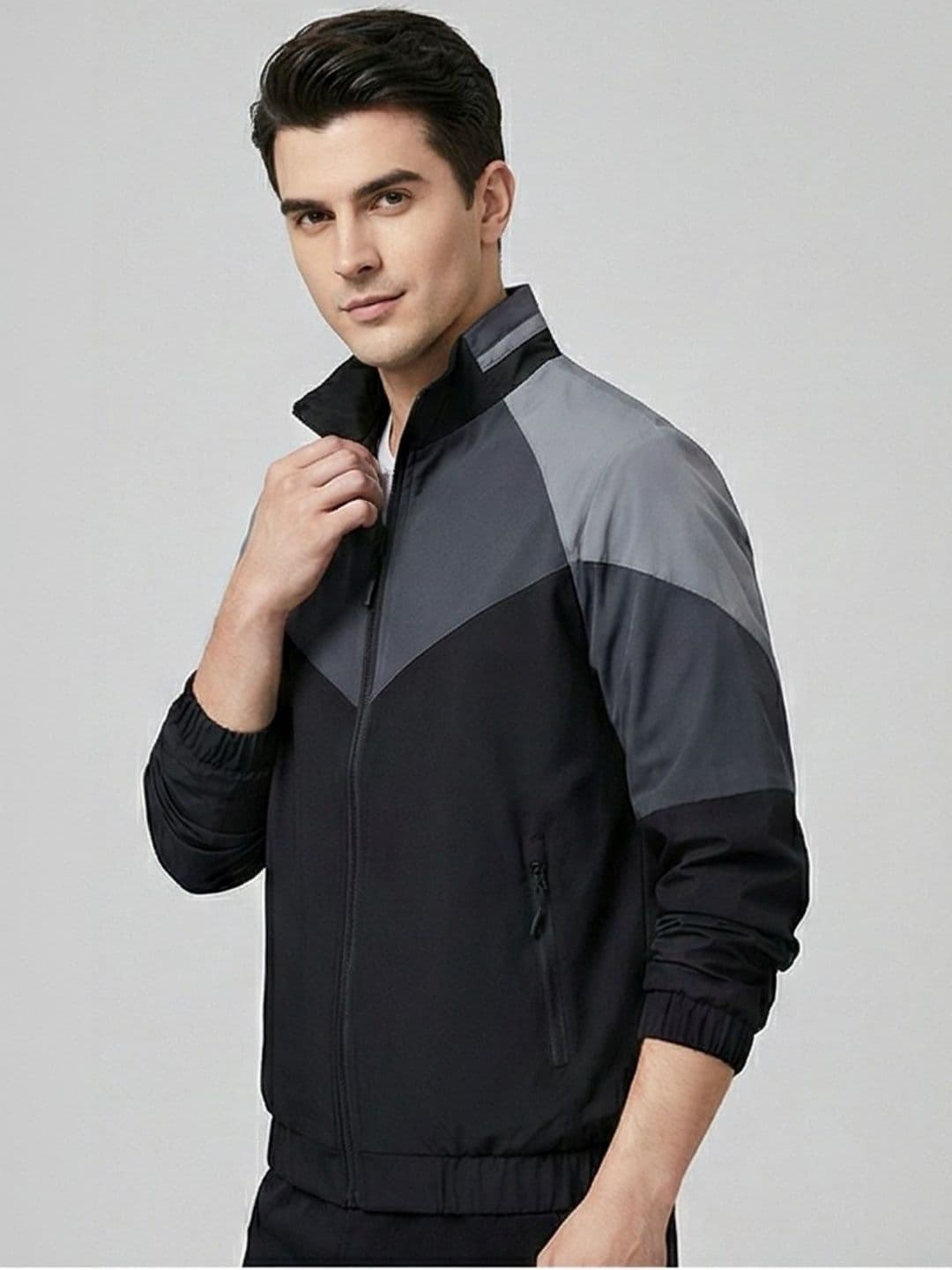 MIA FASHION Men Colourblocked Stand Collar Lightweight Sporty Jacket - view 1