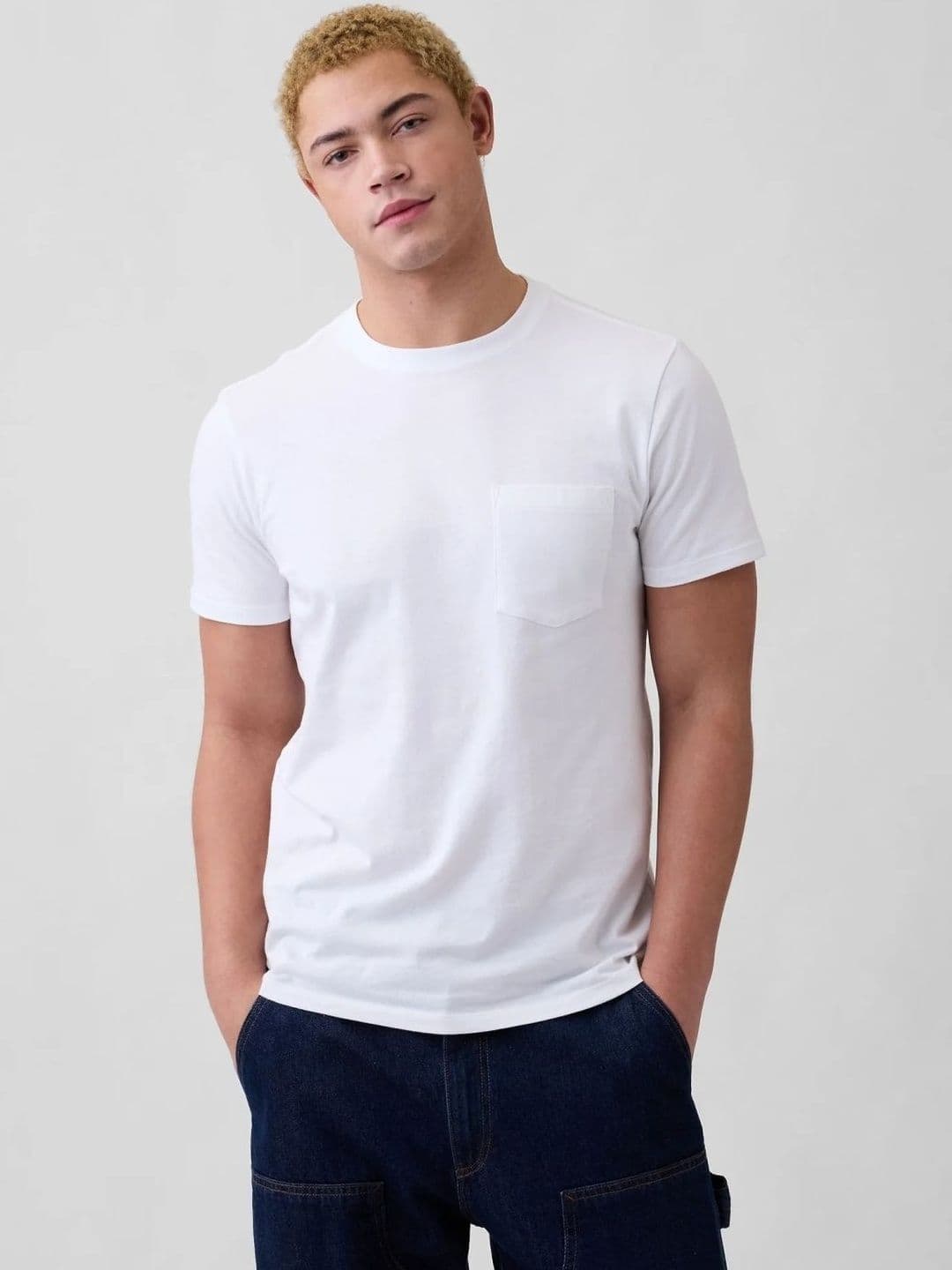 GAP Half Sleeve Crew Neck White T-shirt - view 1