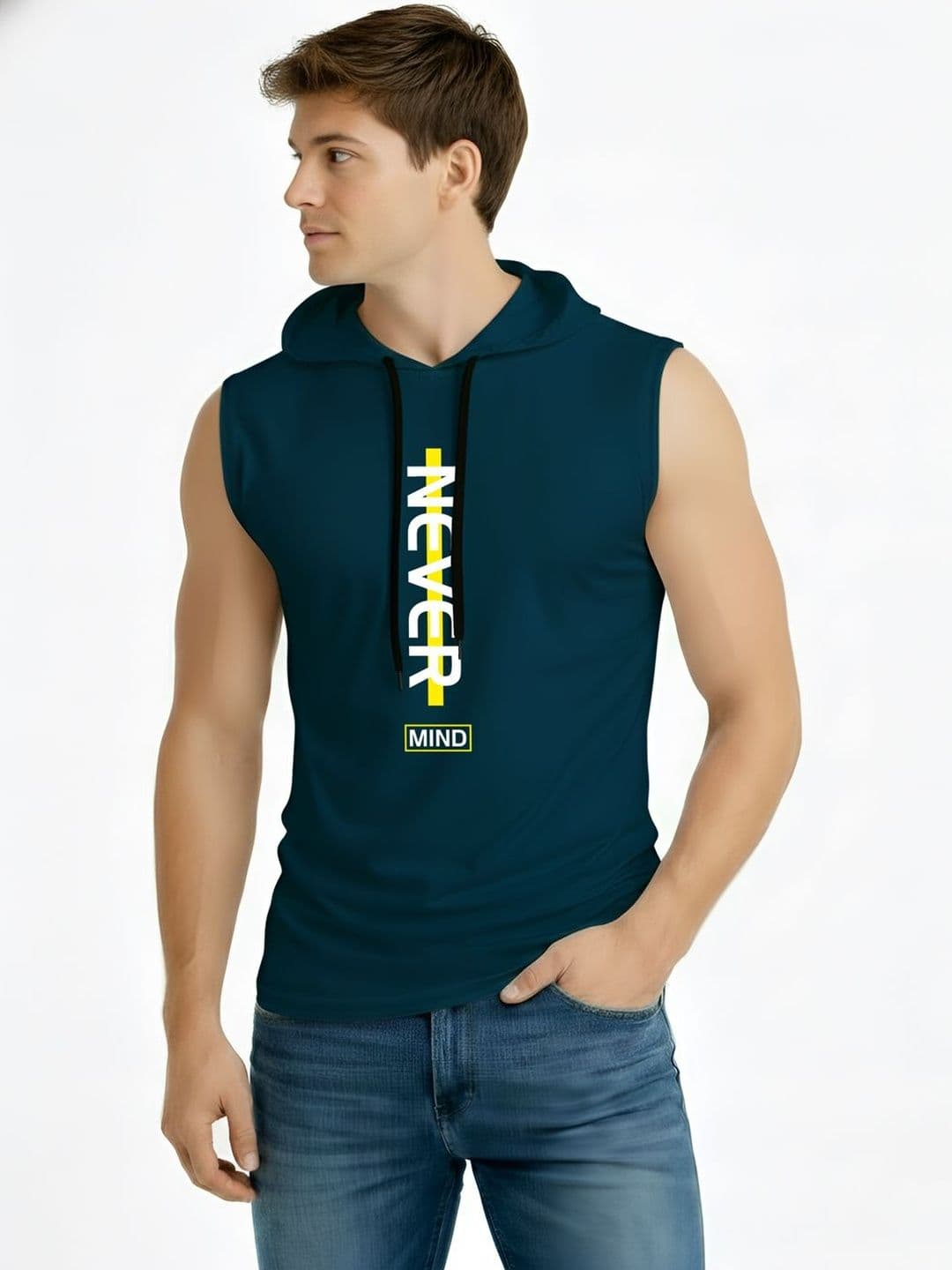 SLOWLORIS Men Typography Printed Hooded T-shirt - view 1