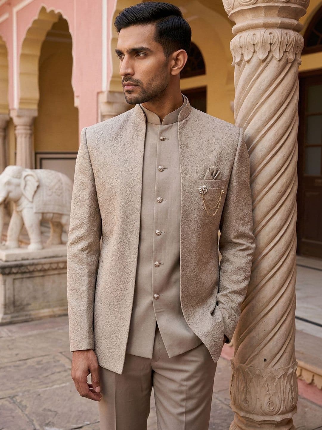 Jompers Embroidered Mandarin Collar Sherwani - view 1