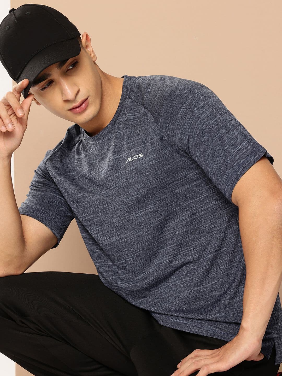 Alcis Raglan Sleeves Melange Effect Dry Tech Slim Fit T-shirt - view 1
