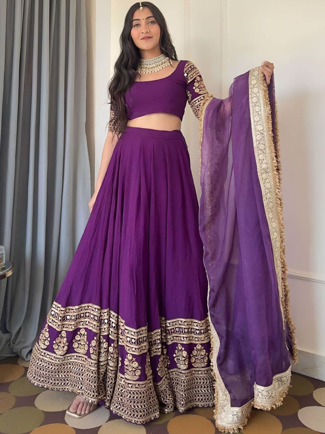 BAESD Embroidered Silk Georgette Lehenga & Pure Georgette Blouse With Organza Dupatta - view 1
