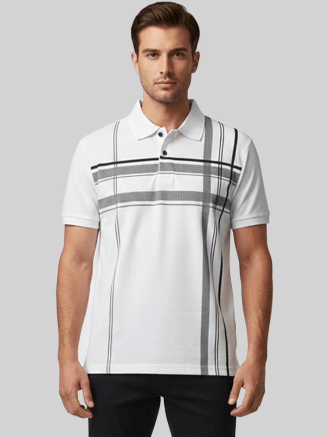 Dollar Men Striped Polo Collar T-shirt - view 1