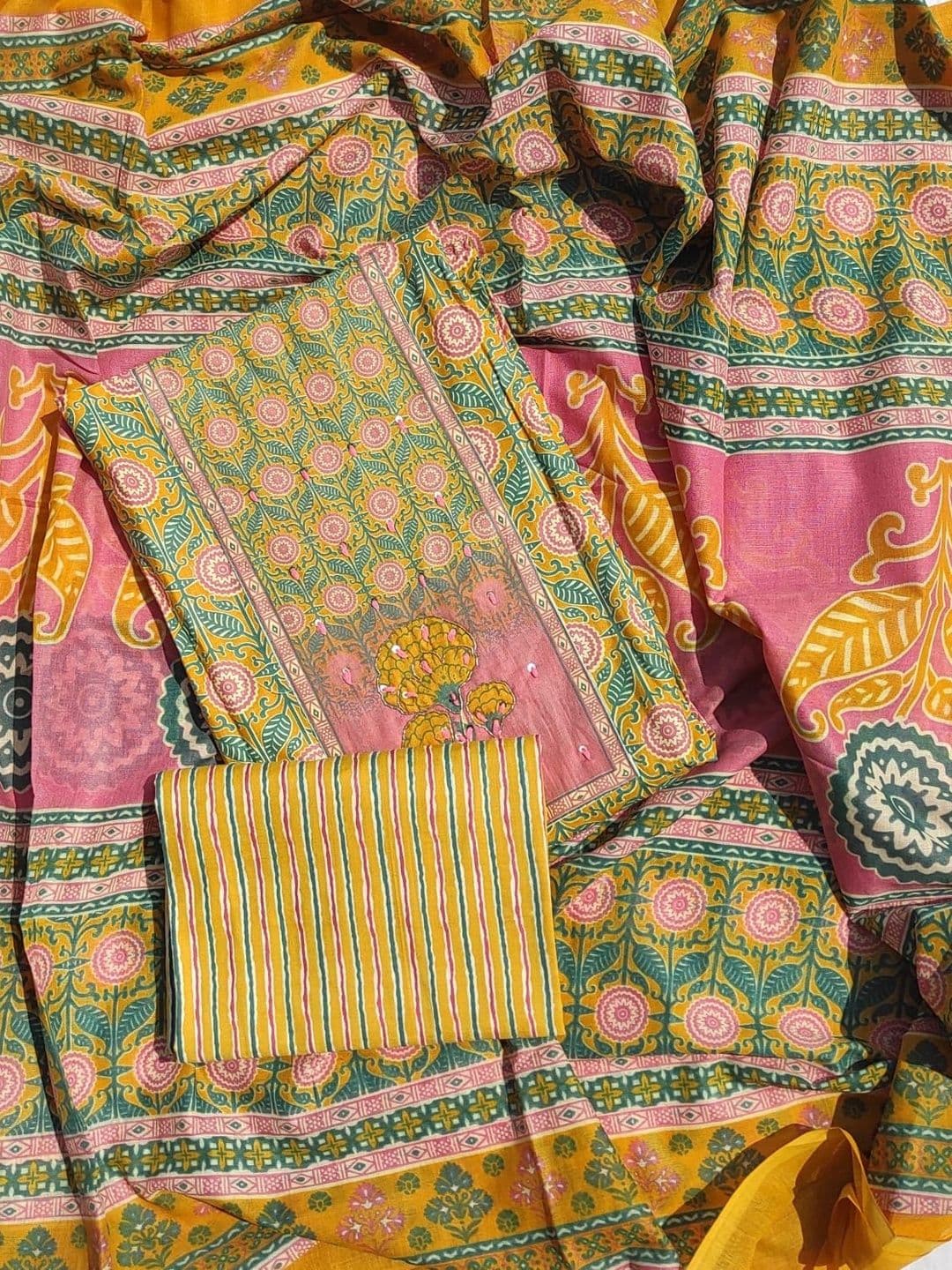 FAB JUNCTION Printed Pure Cotton Unstitched Dress Material - view 1