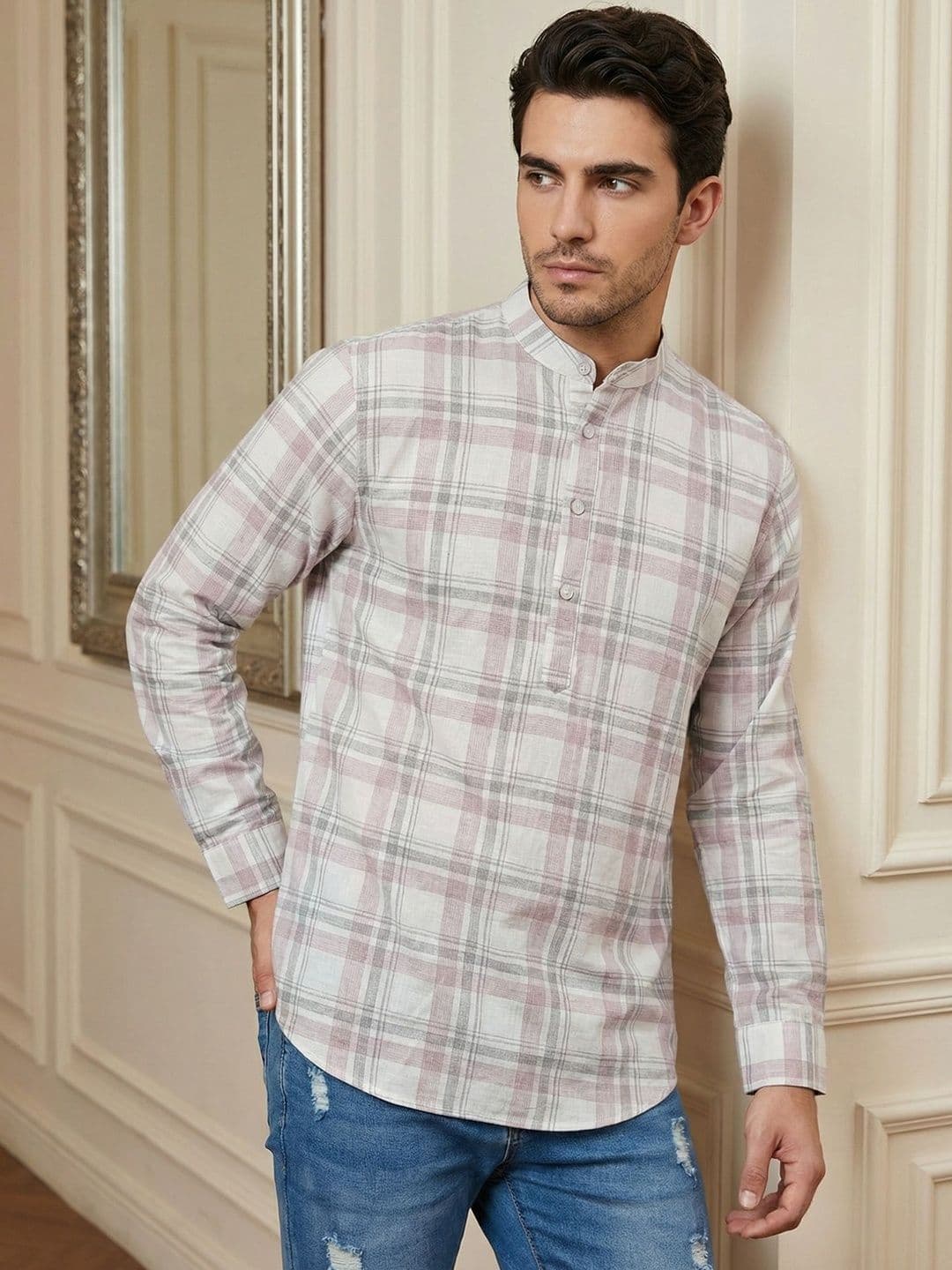 Jompers Men Checked Kurta - view 1