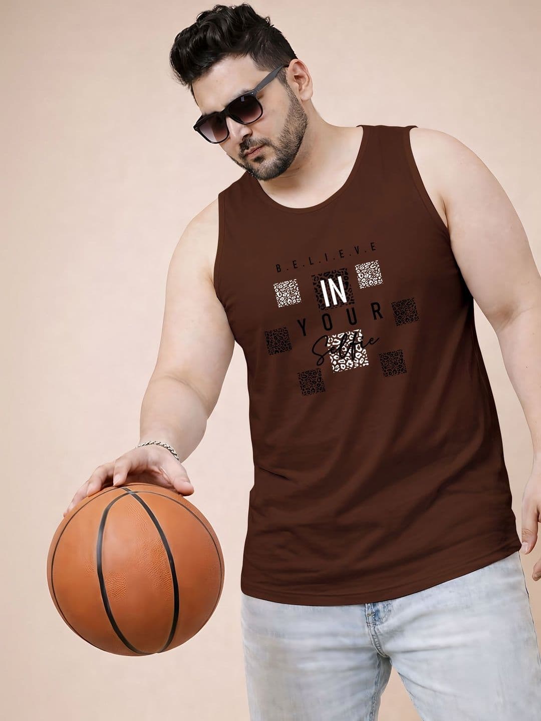 Triptee Printed Cotton Gym Vest - view 1