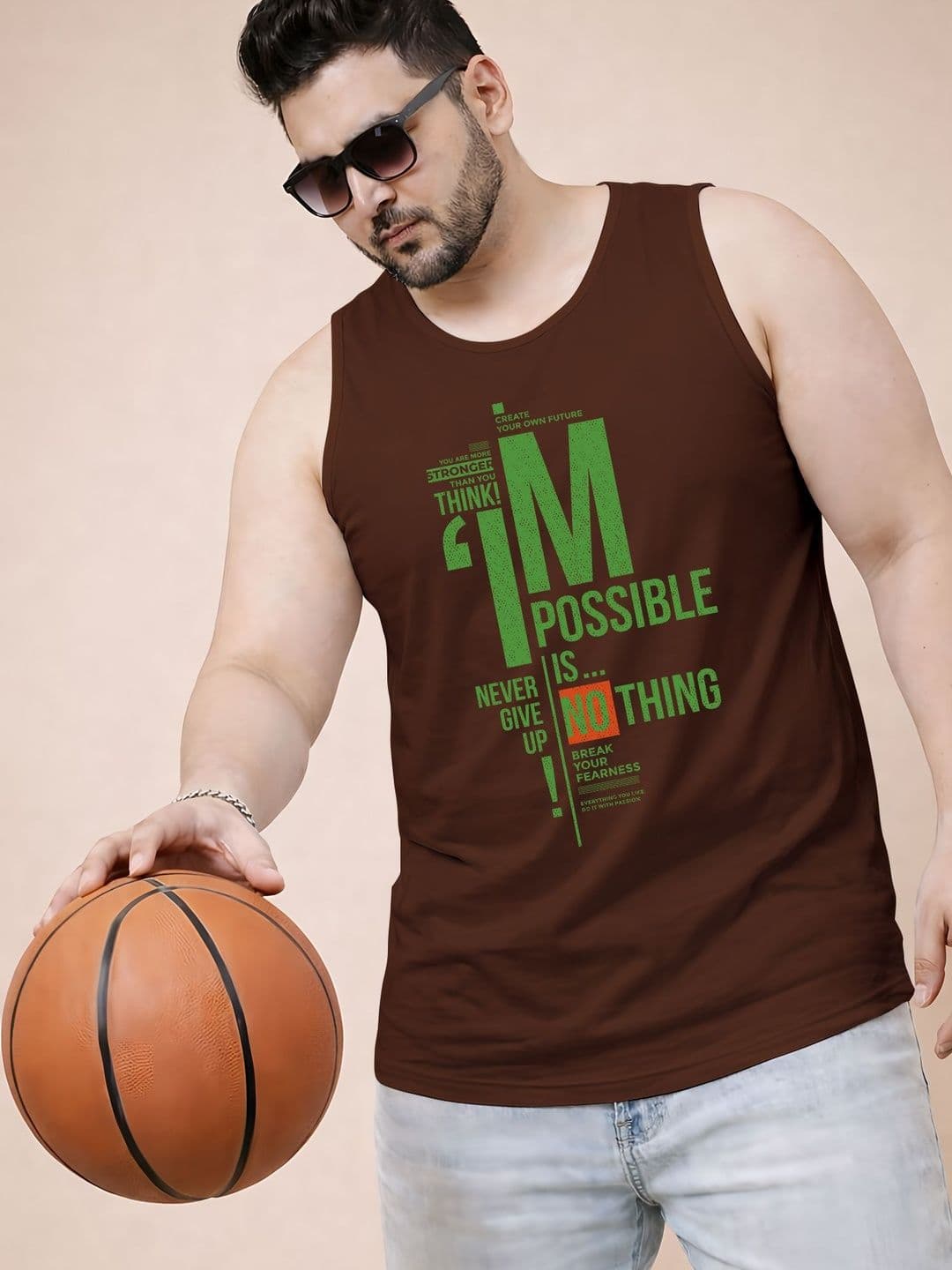 Triptee Printed Cotton Gym Vest - view 1