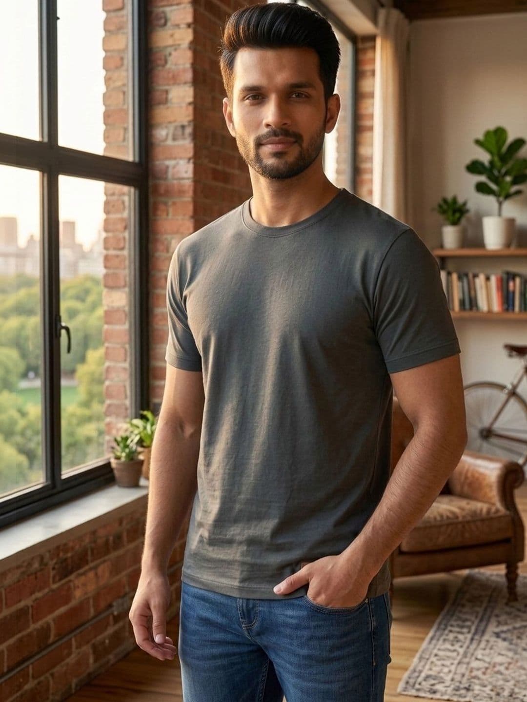 Roadster Men Solid 100 Cotton Half Sleeve Round Neck T-shirts - view 1