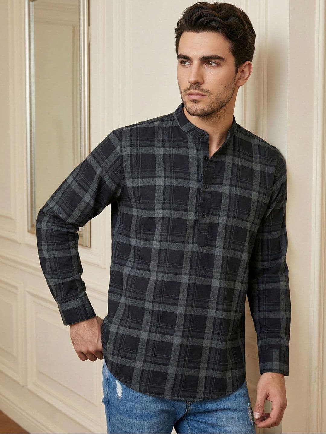 Jompers Men Checked Kurta - view 1