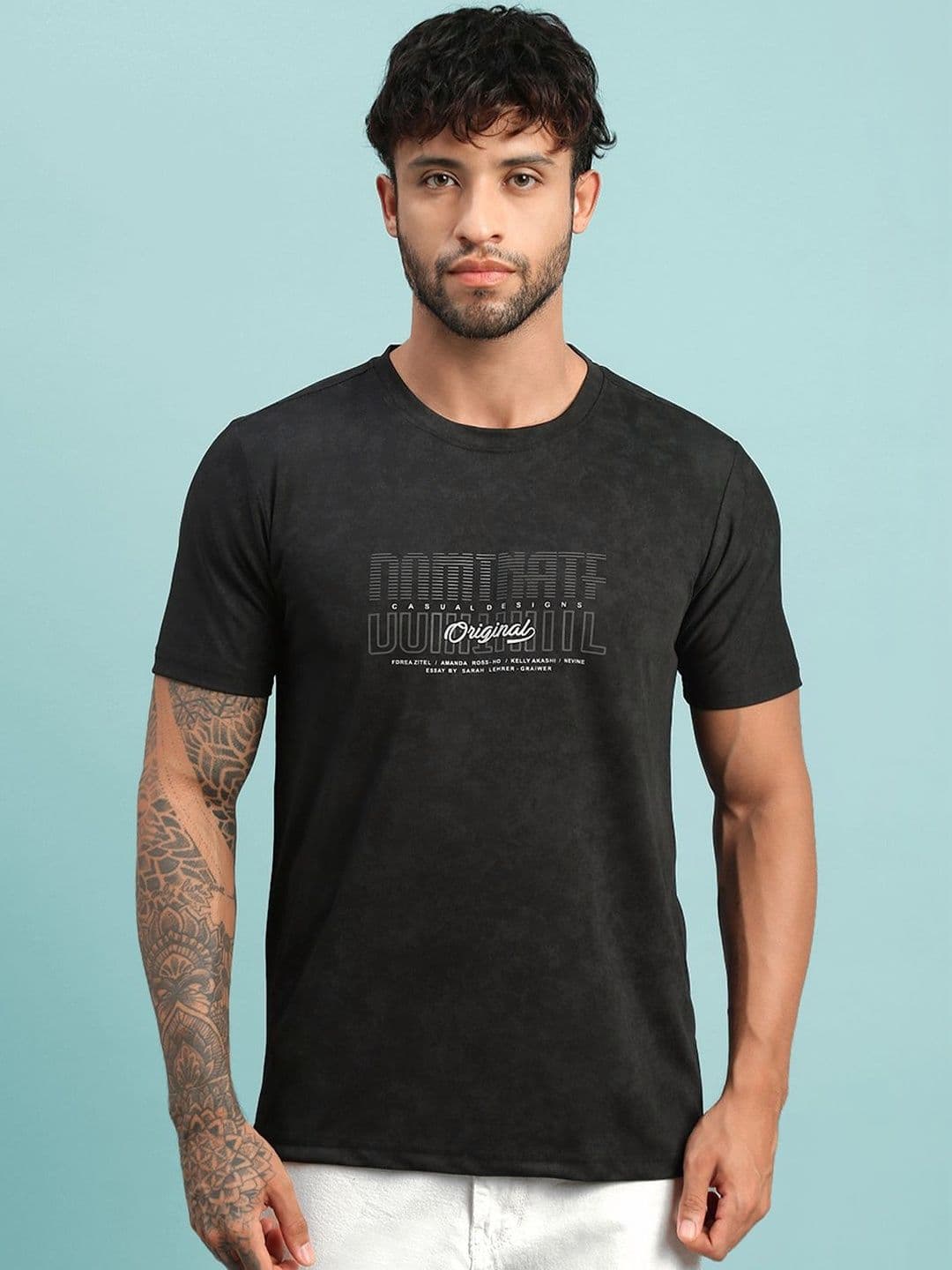 LUX NITRO Men Cloud Burst Print Cotton Blend Round Neck Short Sleeve T Shirt - view 1