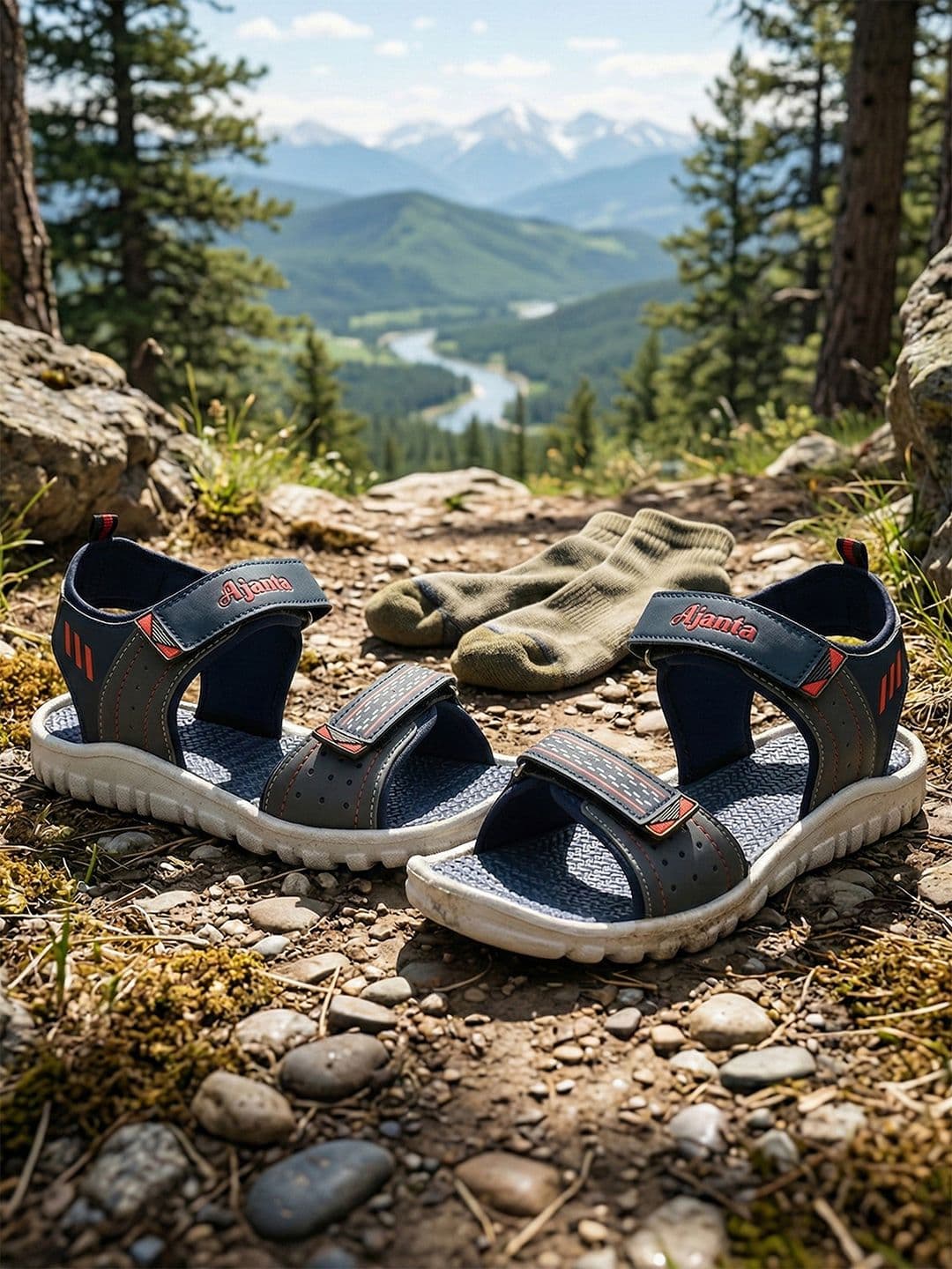 Ajanta Men Textured Sports Sandals With Velcro Closure - view 1