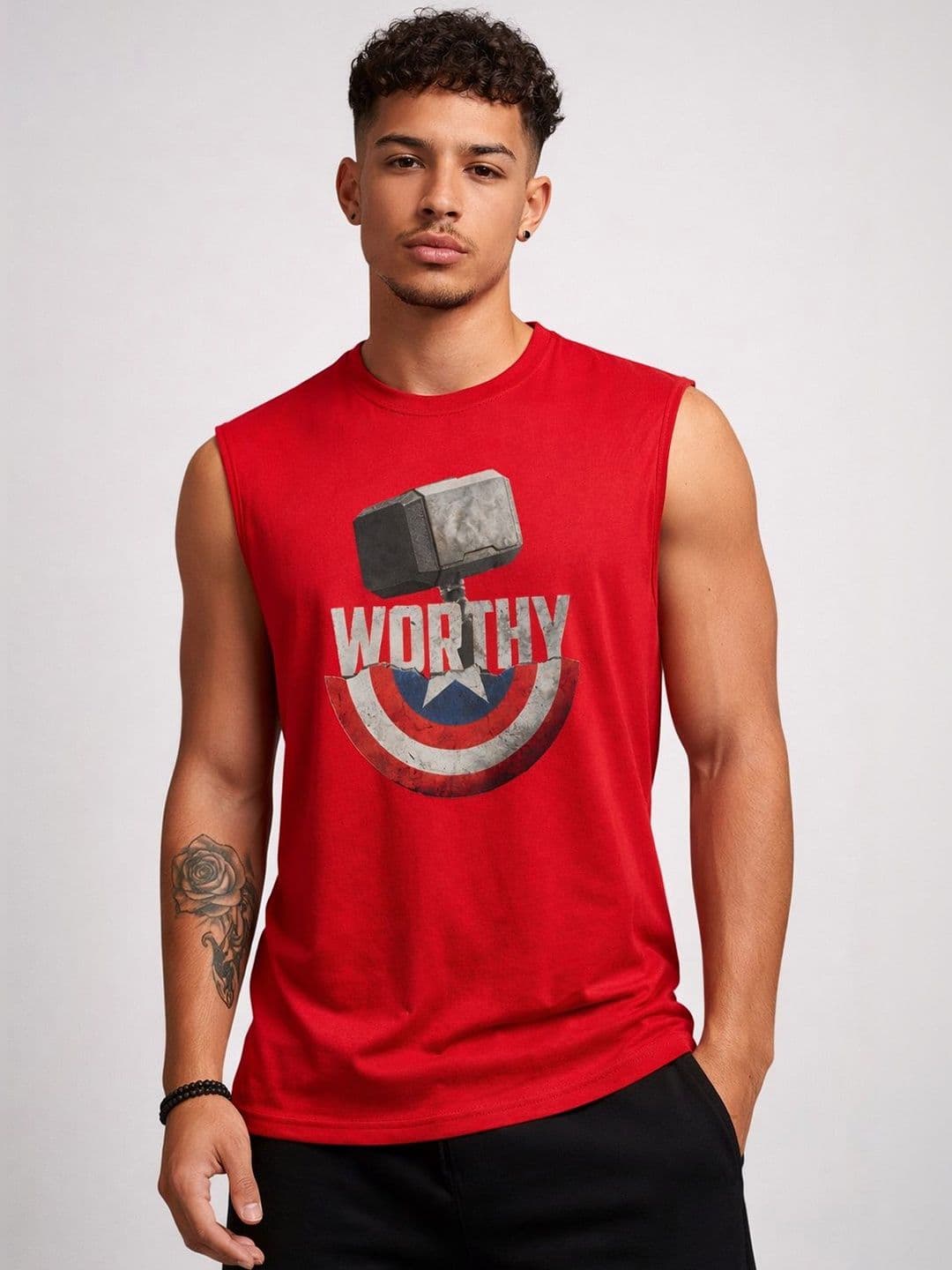 CLAFOUTIS Mens Printed Red Sleeveless Sports Tank Top Tshirts - view 1