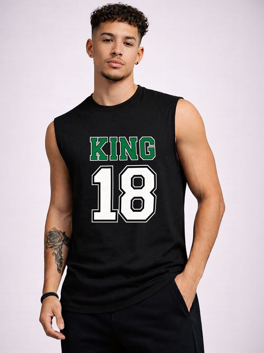 CLAFOUTIS Mens Printed Black Sleeveless Sports Tank Top Tshirts - view 1