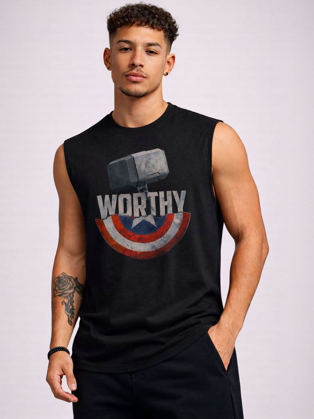 CLAFOUTIS Mens Printed Black Sleeveless Sports Tank Top Tshirts - view 1