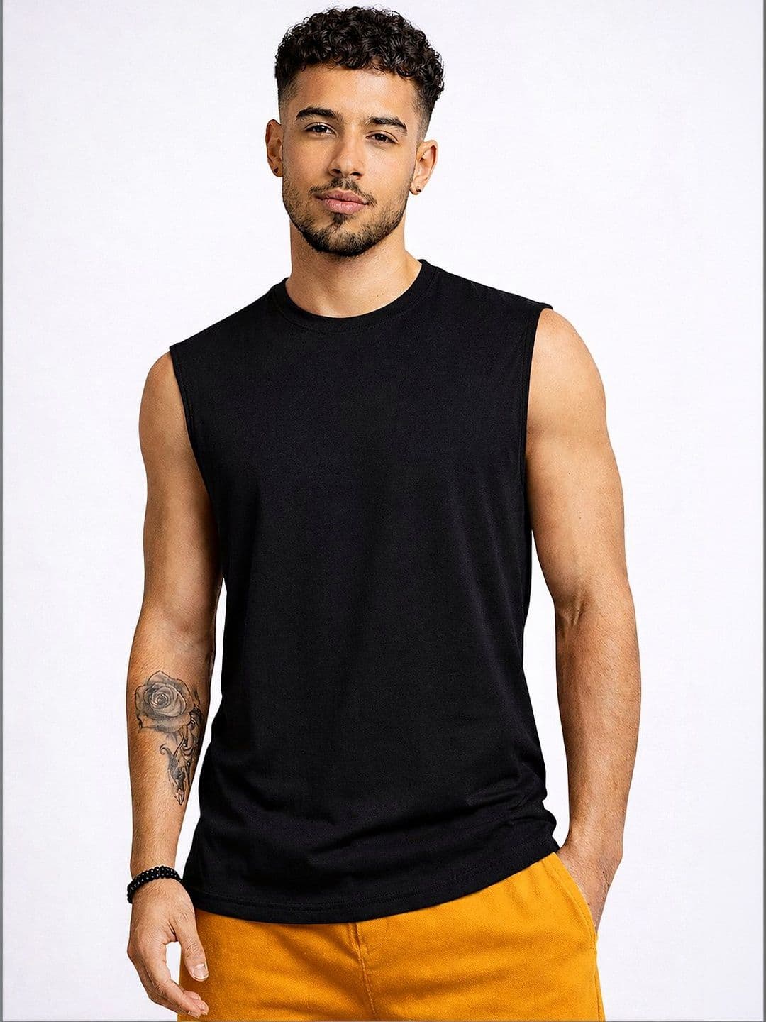 CLAFOUTIS Mens Black Sleeveless Sports Tank Top Tshirts - view 1