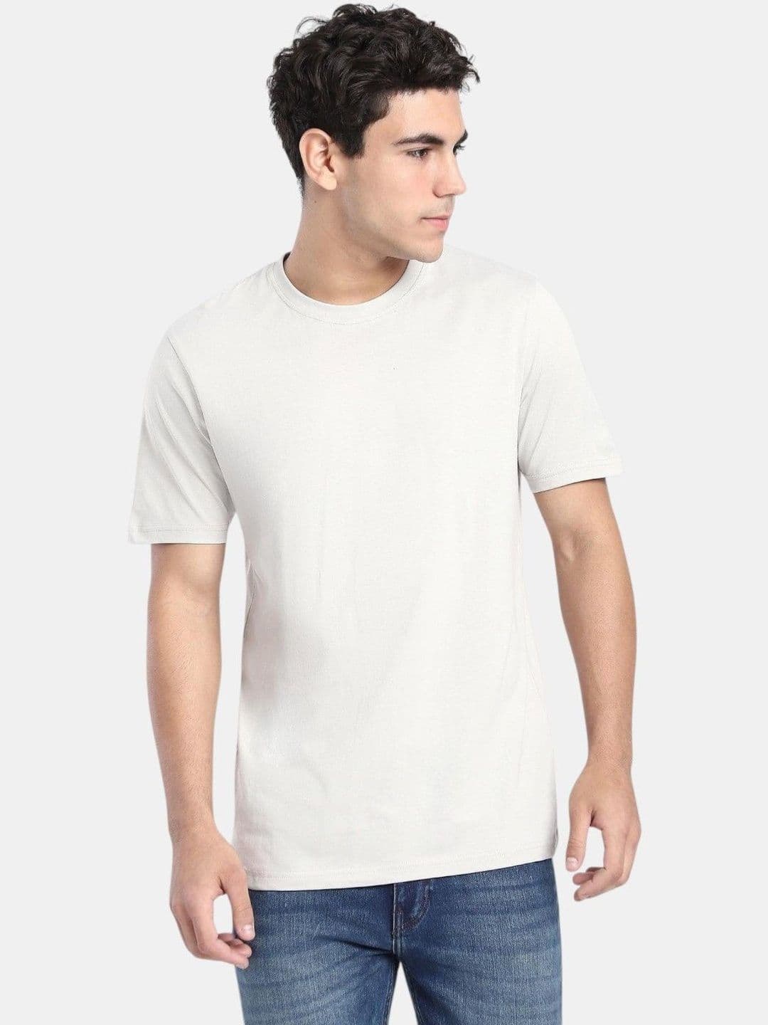 R&B R B Grey Solid Men Short Sleeve T-shirts - view 1