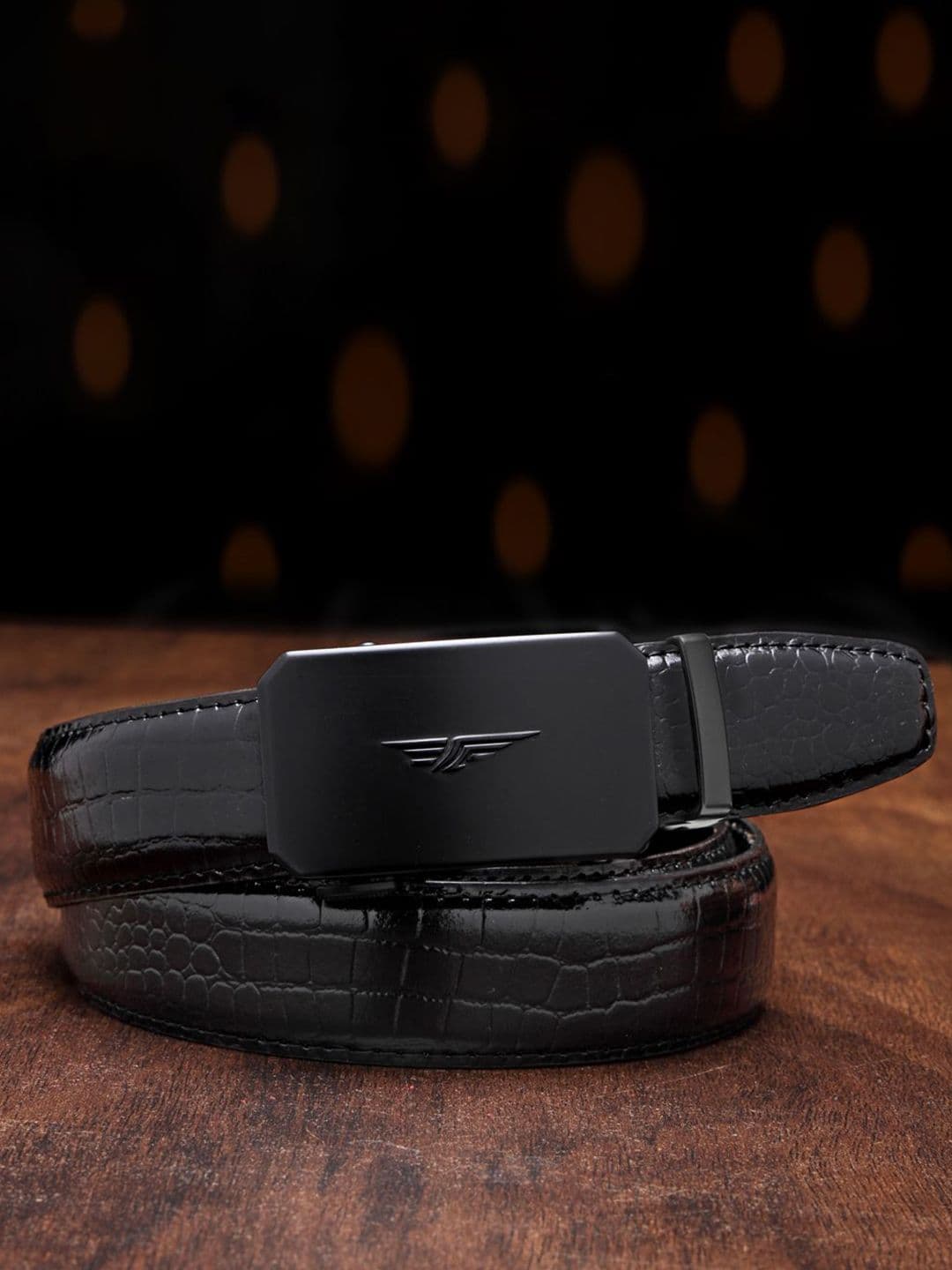 Red Tape Men Black Textured Leather Formal Casual Autolock Belt - view 1