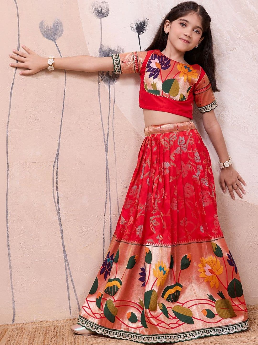 KALINI Girls Embroidered Ready to Wear Lehenga & - view 1