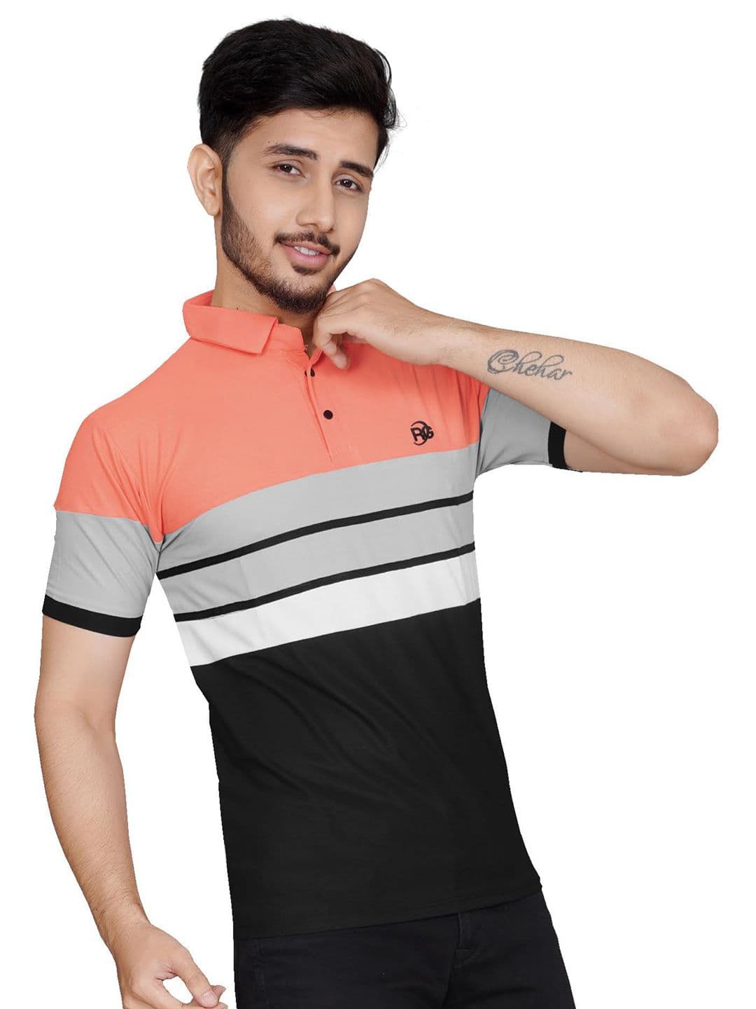 RG Garments Men Colourblocked Polo Collar T-shirt - view 1