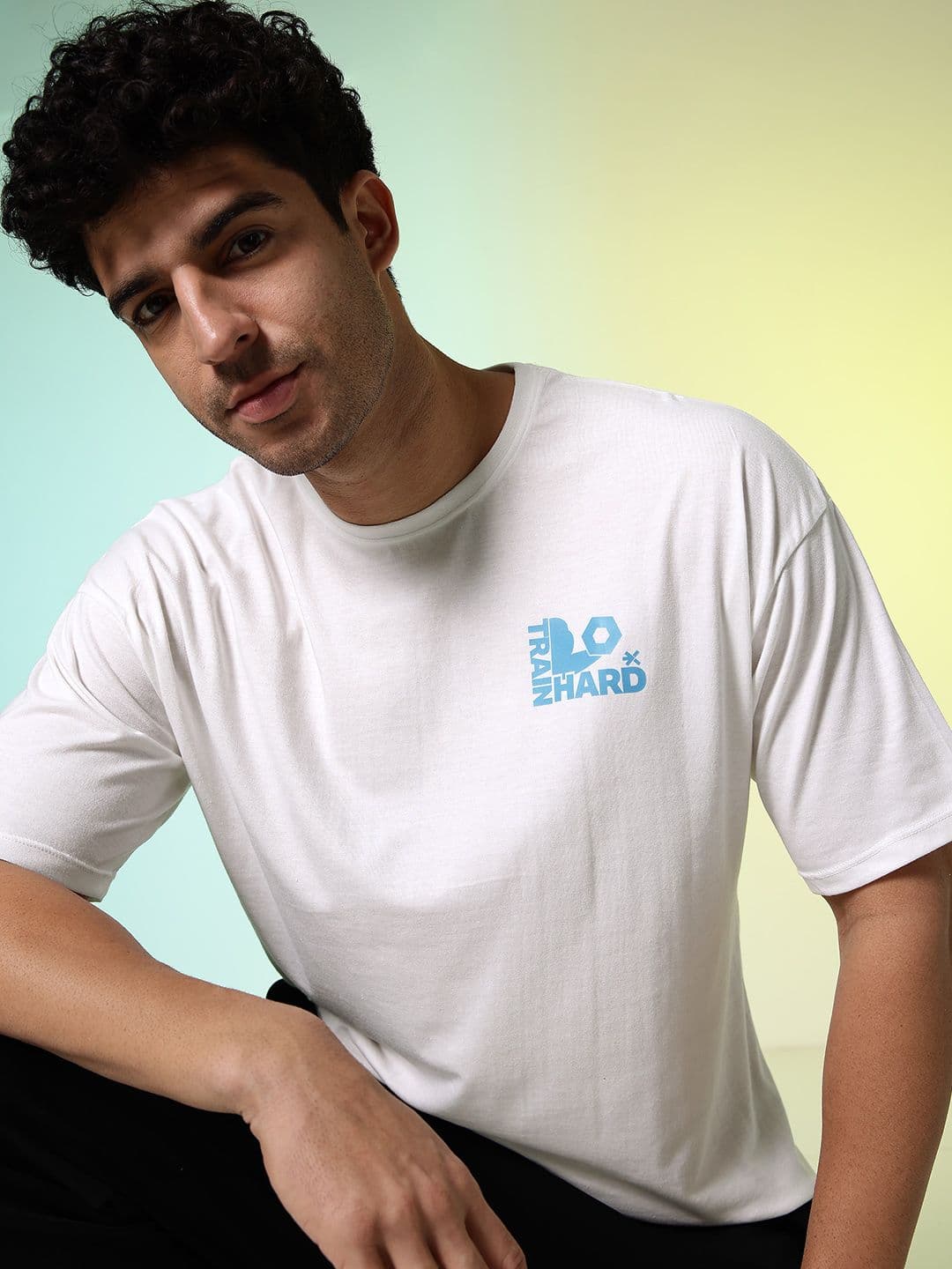 HRX by Hrithik Roshan Drop-Shoulder Sleeves Oversized Pure Cotton T-shirt - view 1