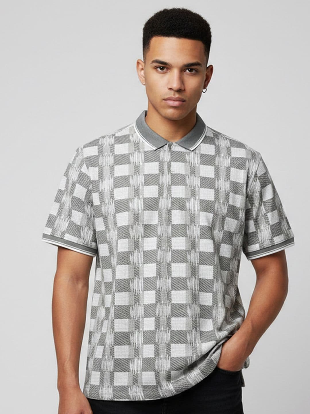 glitchez Men Checked Polo Collar T-shirt - view 1