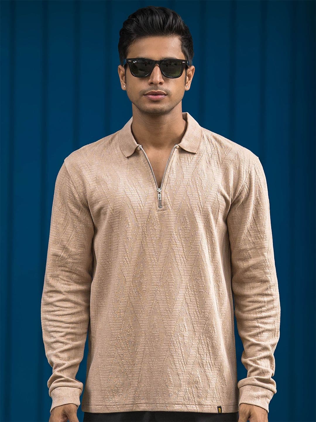 Maniac Men Self Design Polo Collar Cotton T-shirt - view 1