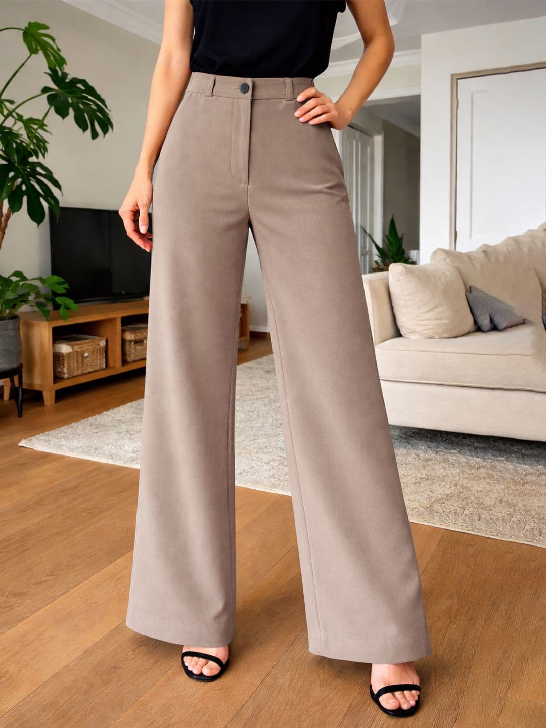 KERI PERRY Women Relaxed Straight Leg Straight Fit High-Rise Non Iron Trousers - view 1