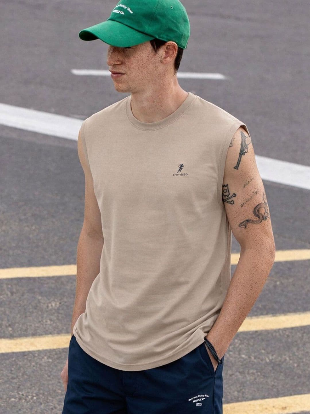 ARMISTO Men Solid Round Neck Drifit Gym Sports Vest T-shirt - view 1